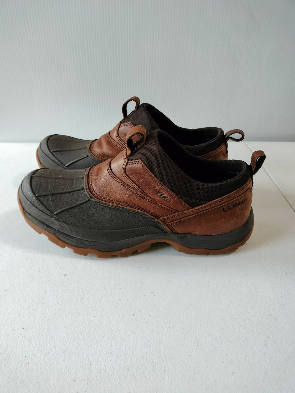 L.L. Bean Storm Chaser 5 Mens Brown Slip-On Duck Ankle Boots 13 All Weather